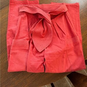 Free People Red Tie-Waist Cargo Pants